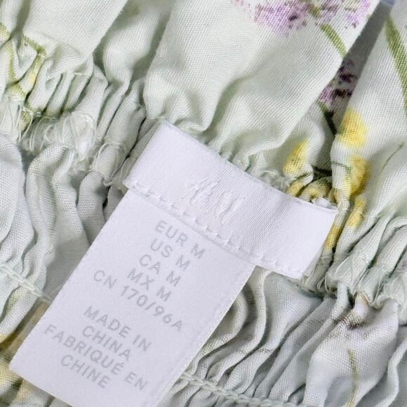 H & M Light green floral daisy print strapless midi dress - Picture 5 of 9